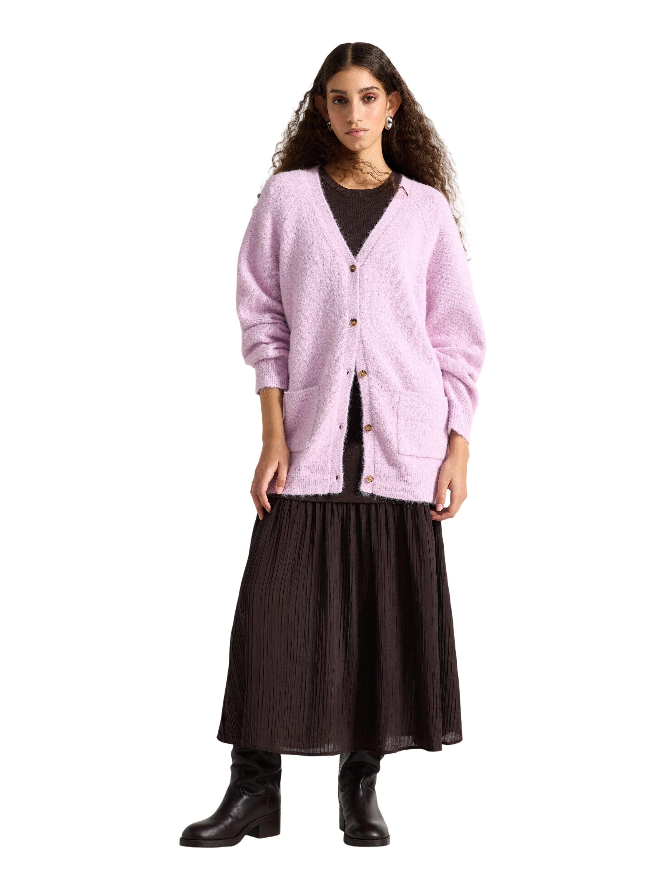 Knitted cardigan with a slightly lo