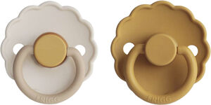 FRIGG Daisy runde sutter i latex 2-pak str. 2 - Chamomile/Honey gold