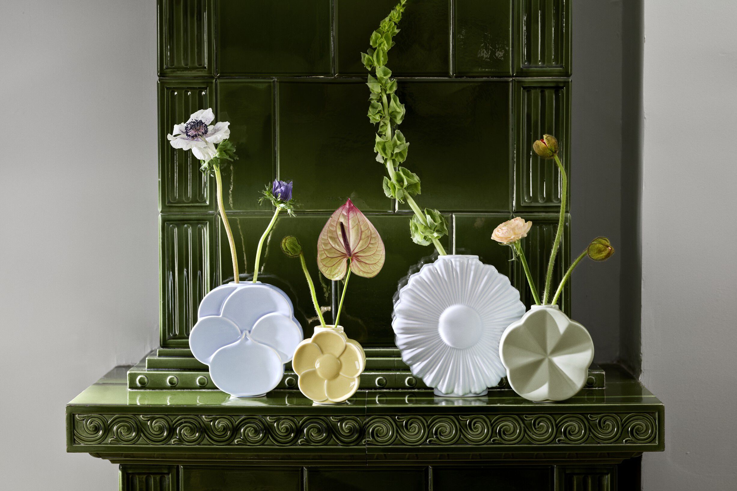 Flower Vase Marguerit H21 cm hvid porcel&aelig;n