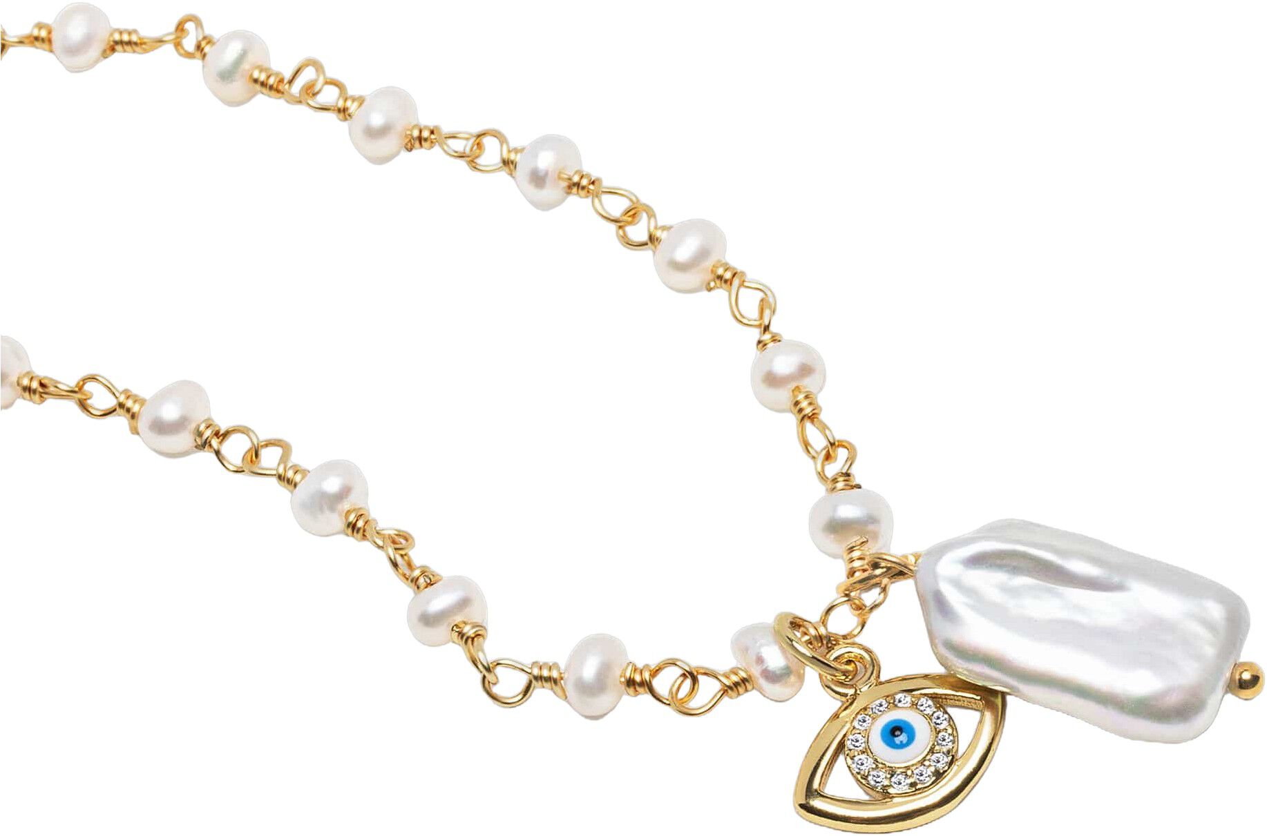 Women's Evil Eye Pearl Choker