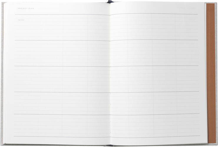 Business Notesbog med dagsplan og mødereferat, lys grå