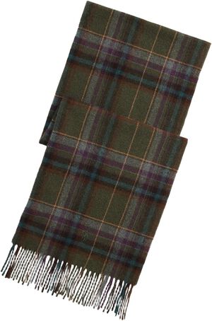 Plaid Fringe Wool Scarf
