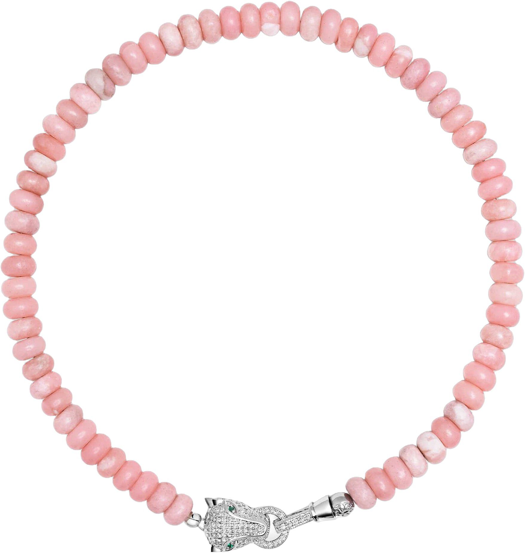 Pink Opal Choker with Panther Head