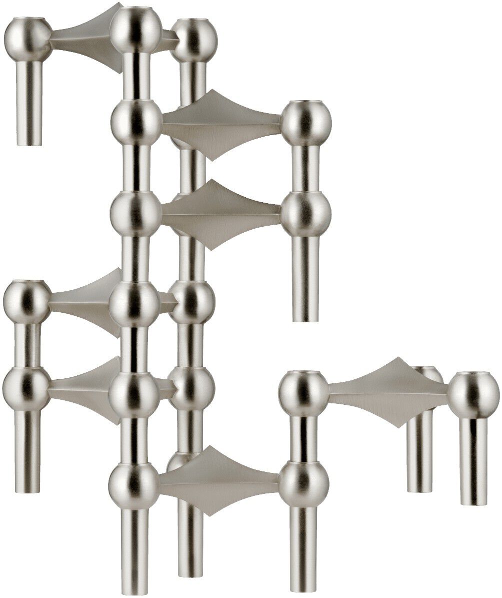 Nagel candle holder set with 3 pcs - brushed chrome