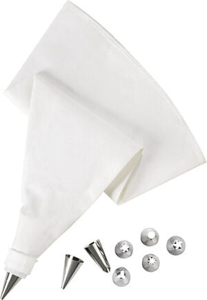 Spr&oslash;yteposesett 9 deler hvit/st&aring;l L32cm