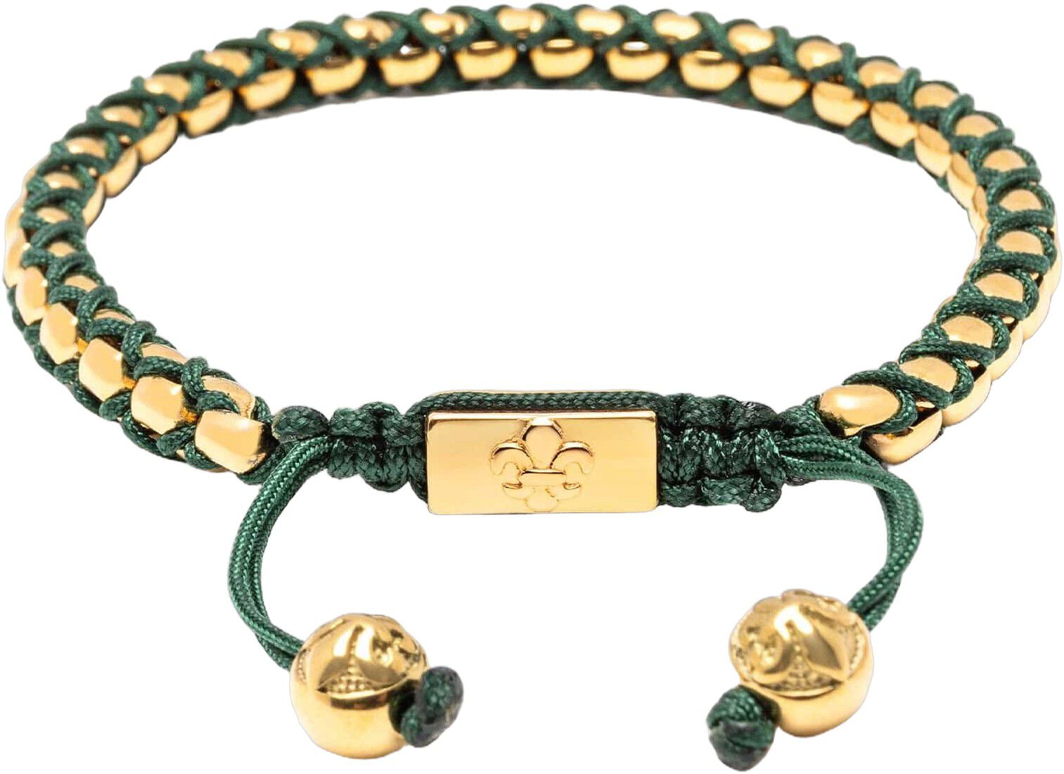 Green String Box Chain Bracelet in Gold