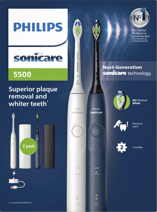 Philips Sonicare 5500 Rechargeable, Hvid/Sort