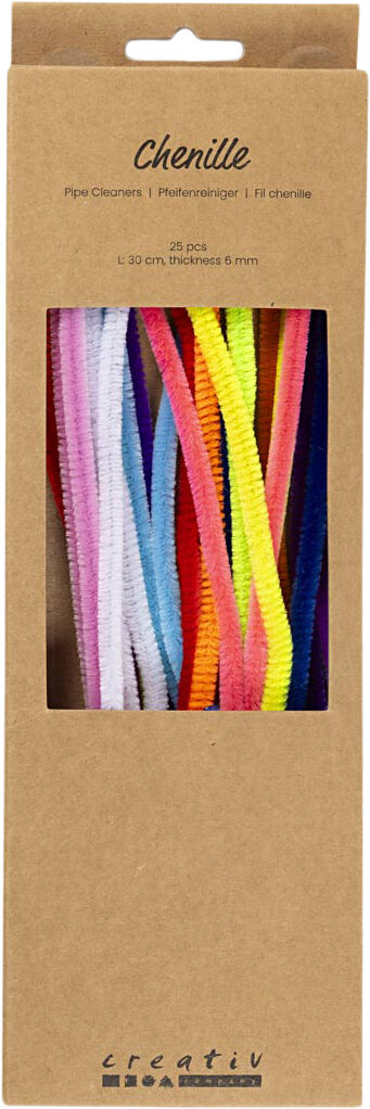 Chenille, L: 30 cm, tykkelse 6 mm, colorful, 25stk.