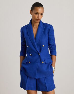 Double-Breasted Linen-Cotton Blazer