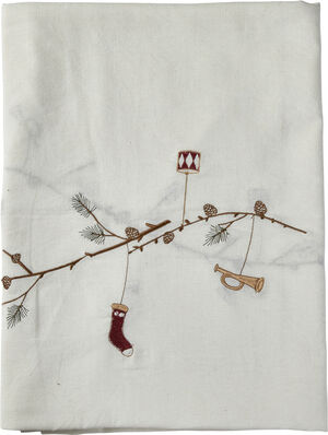 Dug m/broderi 140x360cm bomuld/hør