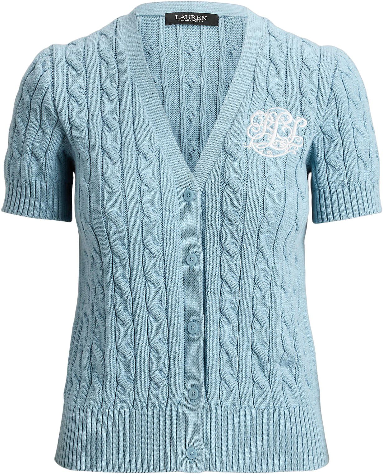 Cable-Knit Cotton Short-Sleeve Cardigan