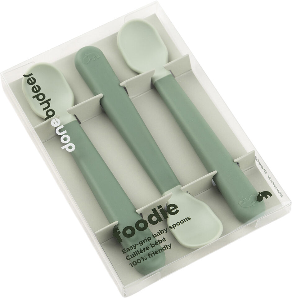 Foodie easy-grip babyske 3-pak Gr&oslash;n