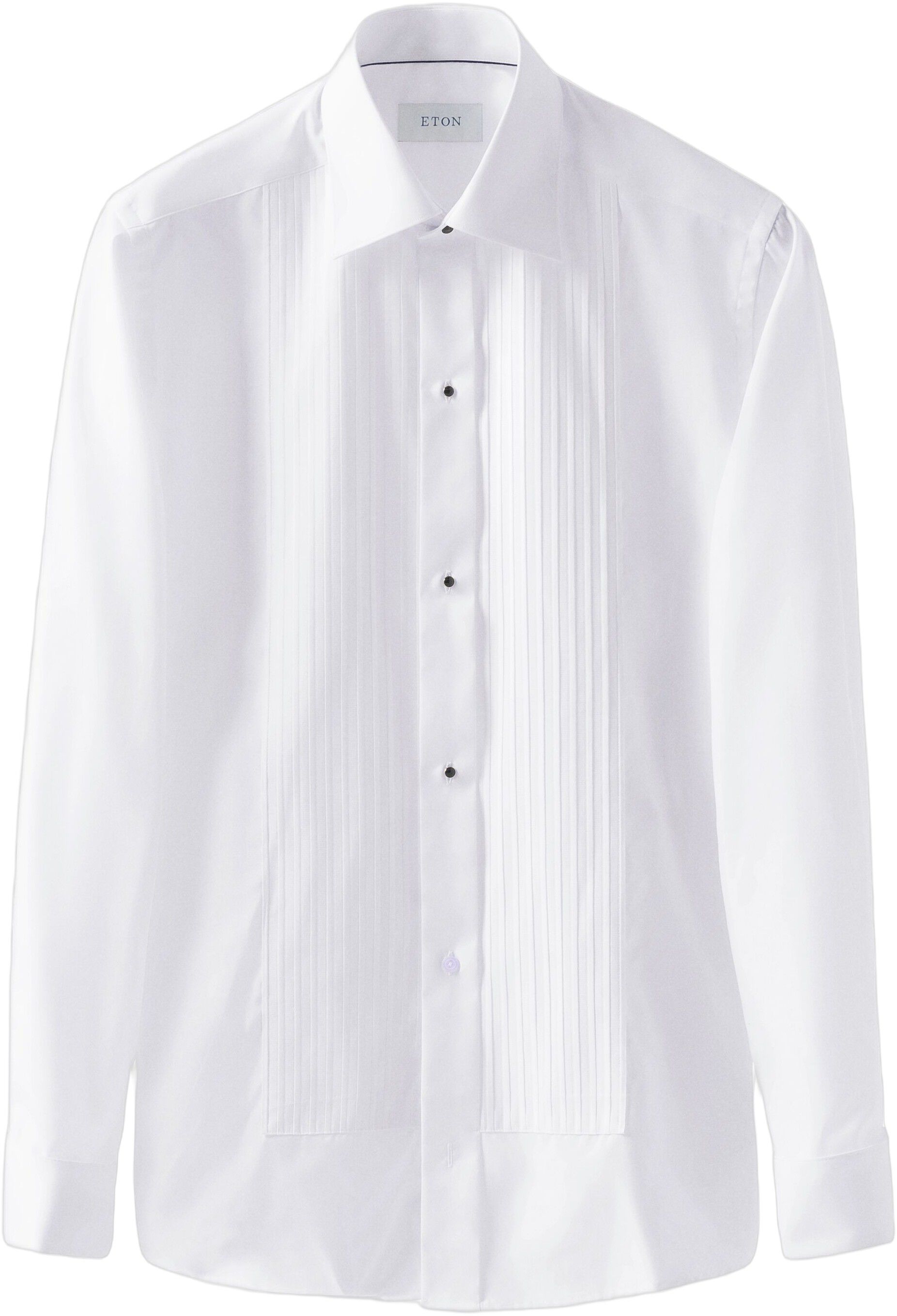 Contemporary Fit White Pliss&eacute; Black Tie Shirt