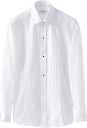 Contemporary Fit White Plissé Black Tie Shirt