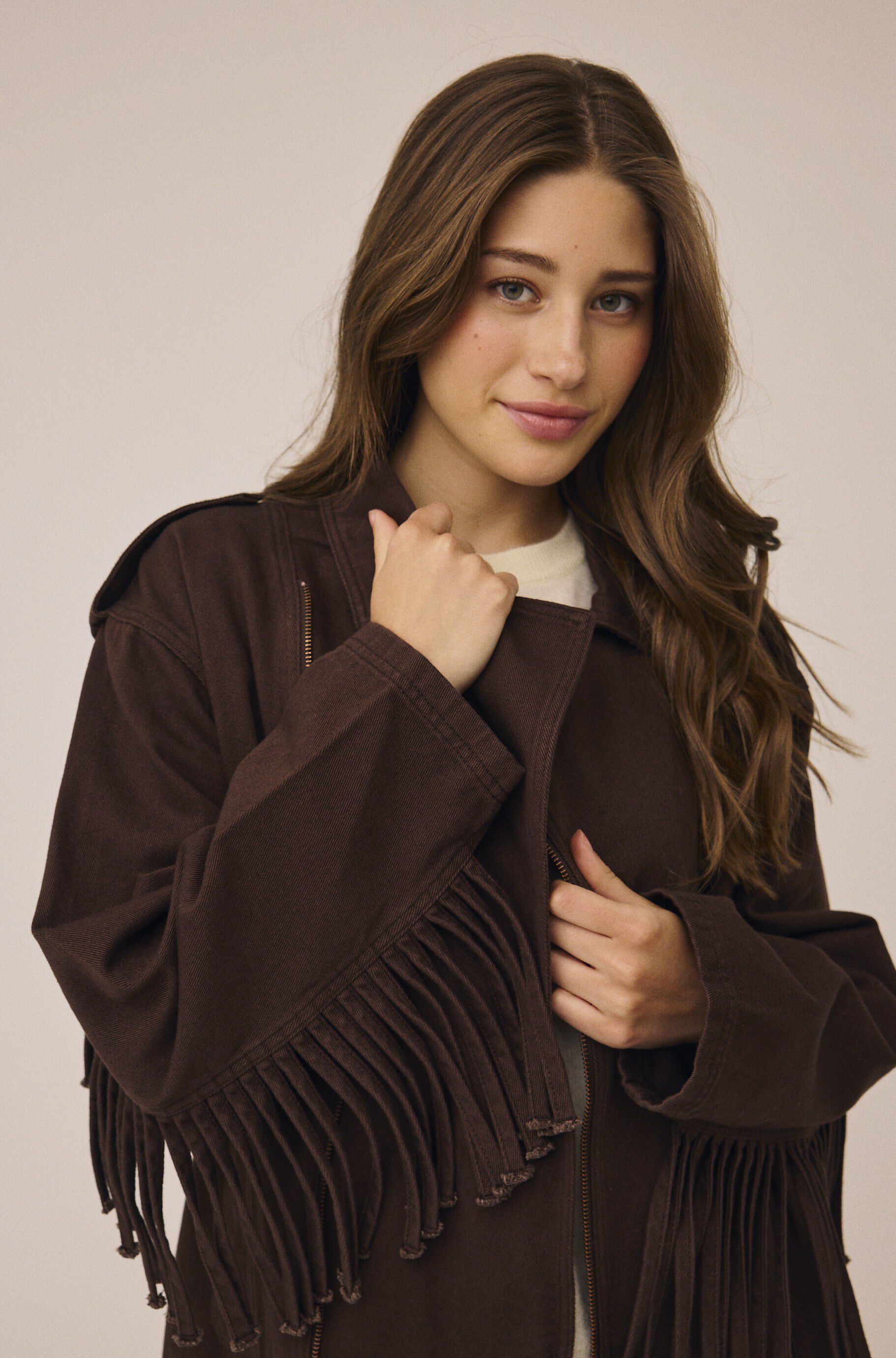 Emma 8 Biker jacket with fringes - GOTS