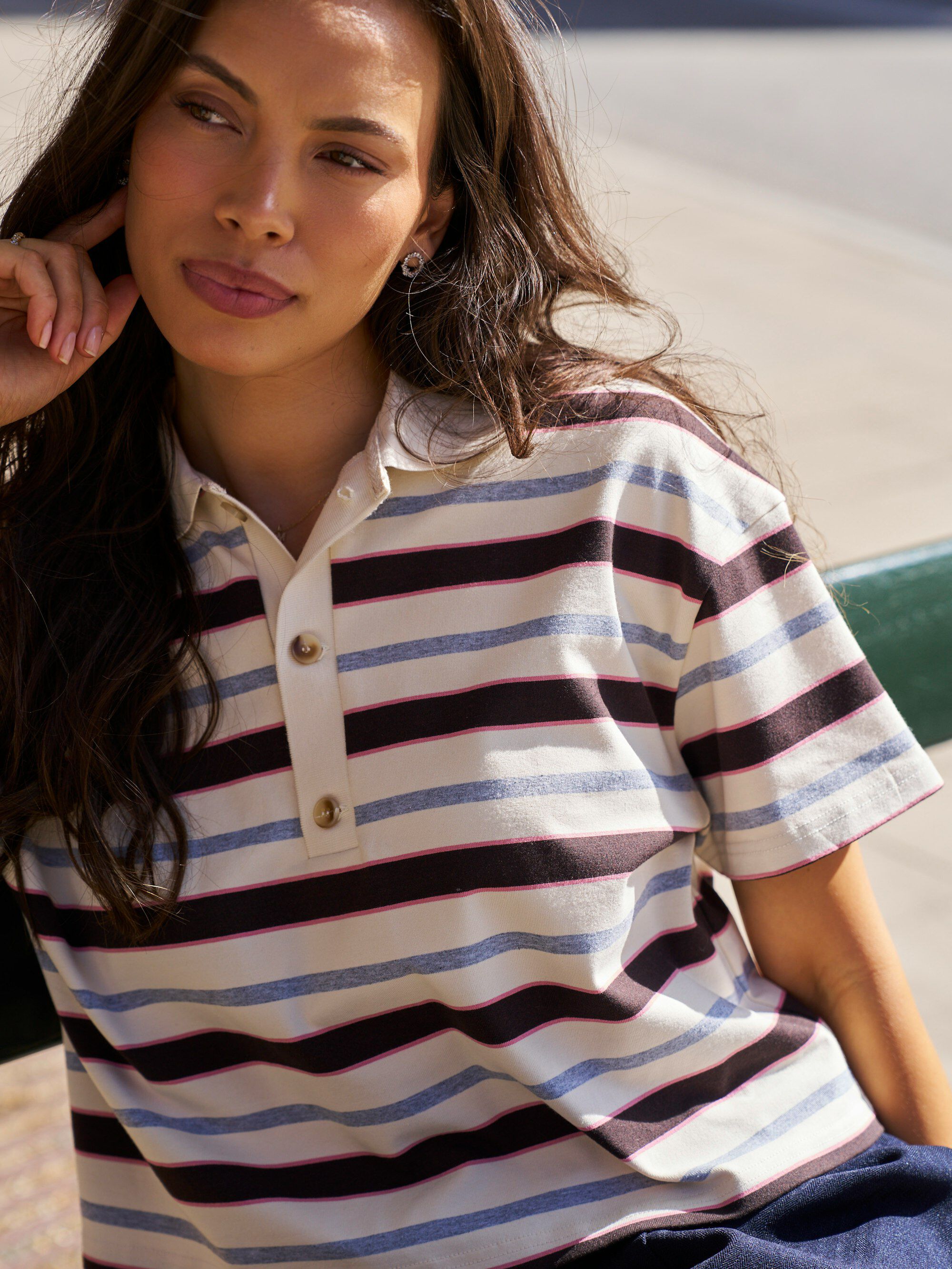 Vennera Triple Stripe Polo Tee