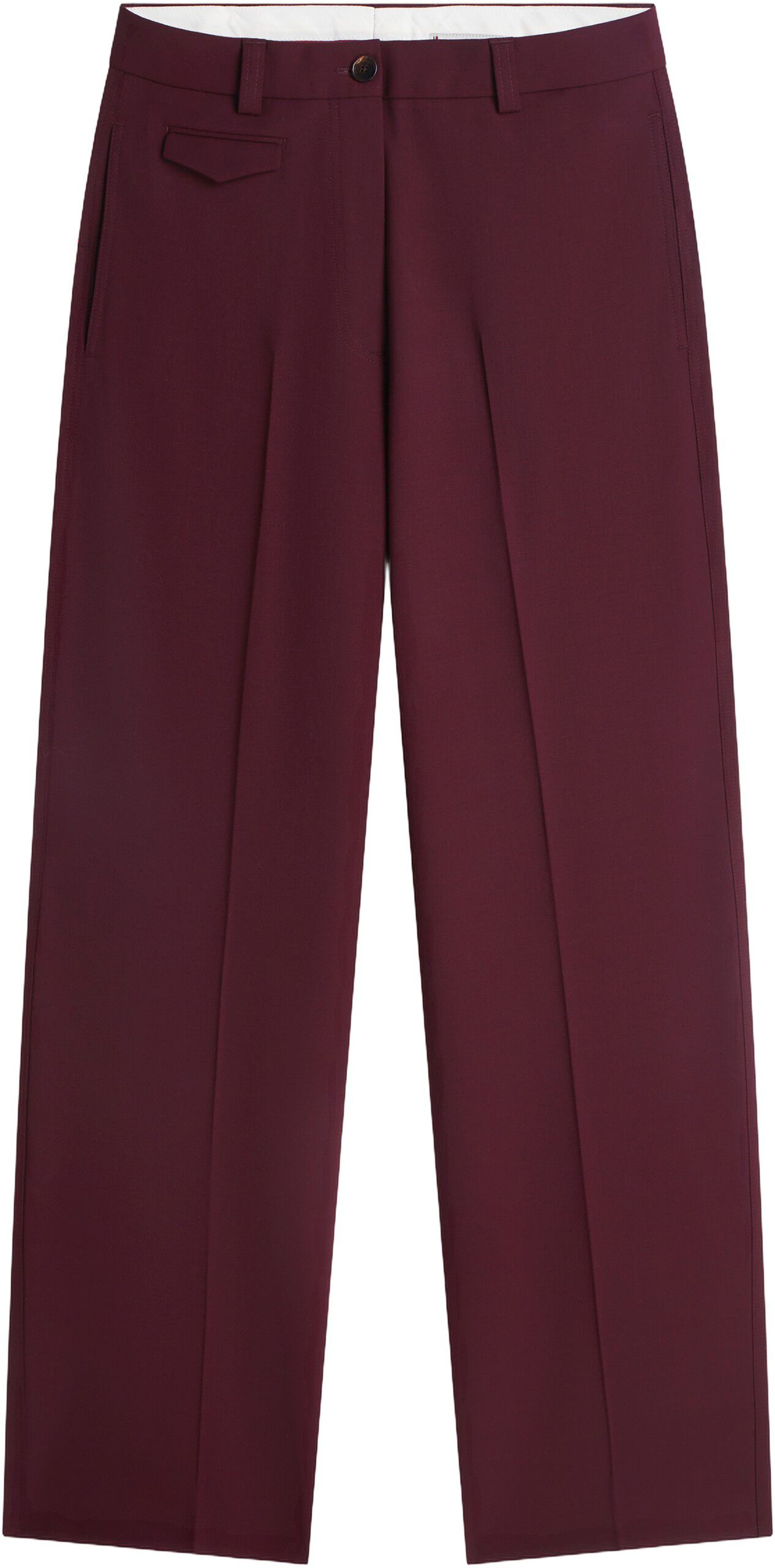 Wool Blend Loose Straight Leg Trousers