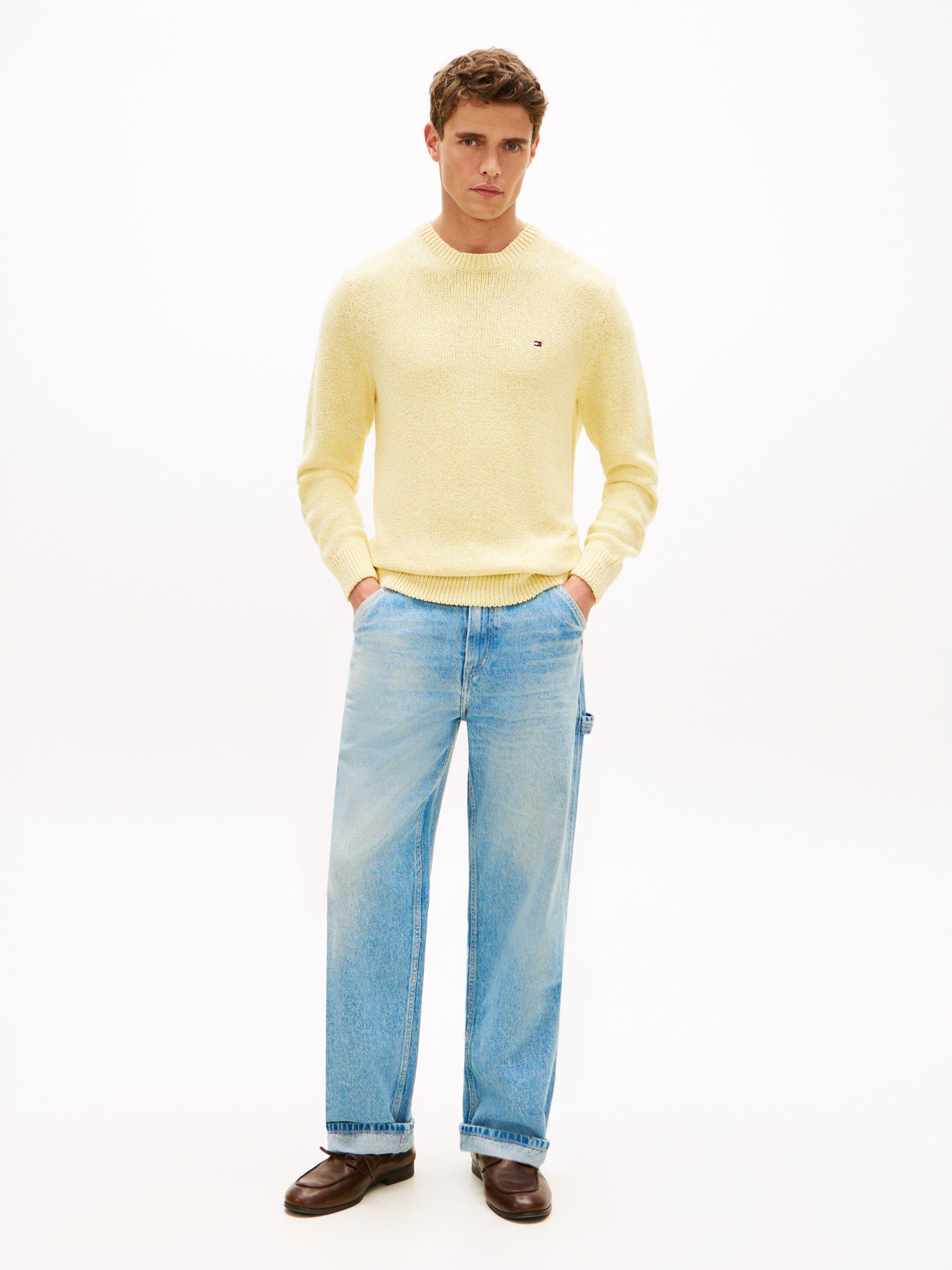 Two-Tone Boucl&eacute; Relaxed Crew Neck Jumper