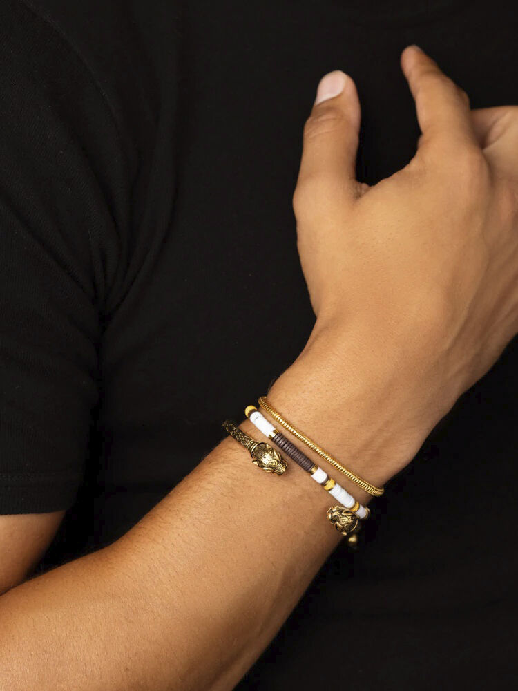 Men's Gold Plated Sterling Silver Round Chain Bracelet