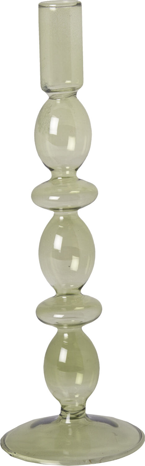 Glas lysestage, lys gr&oslash;n, 25x&oslash;9 cm