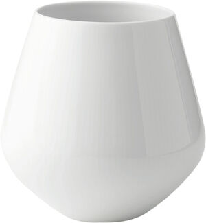 Hvid Riflet 20.5 cm. vase - stor
