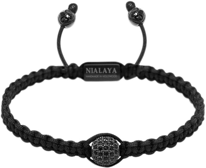 Men's Black String Bracelet with Black CZ Bead