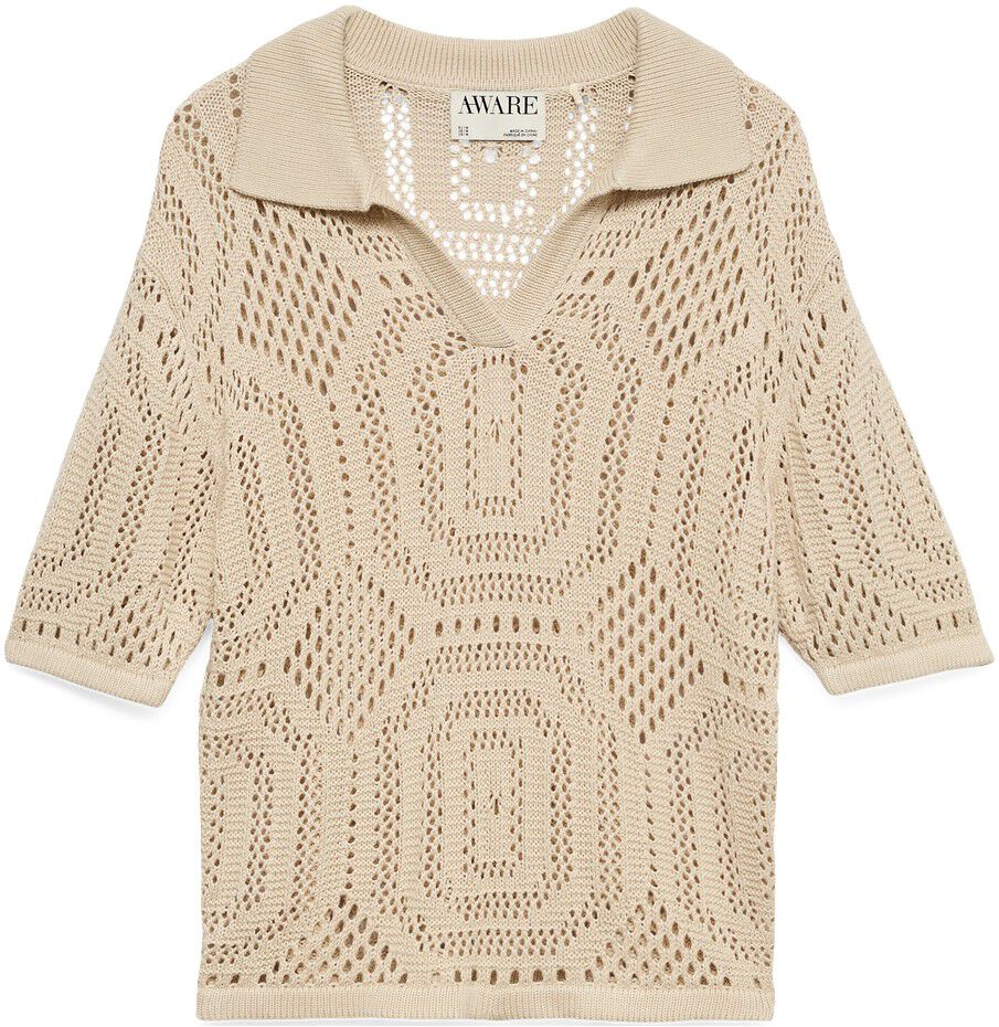 Awbaylee Ss Polo Crochet Top