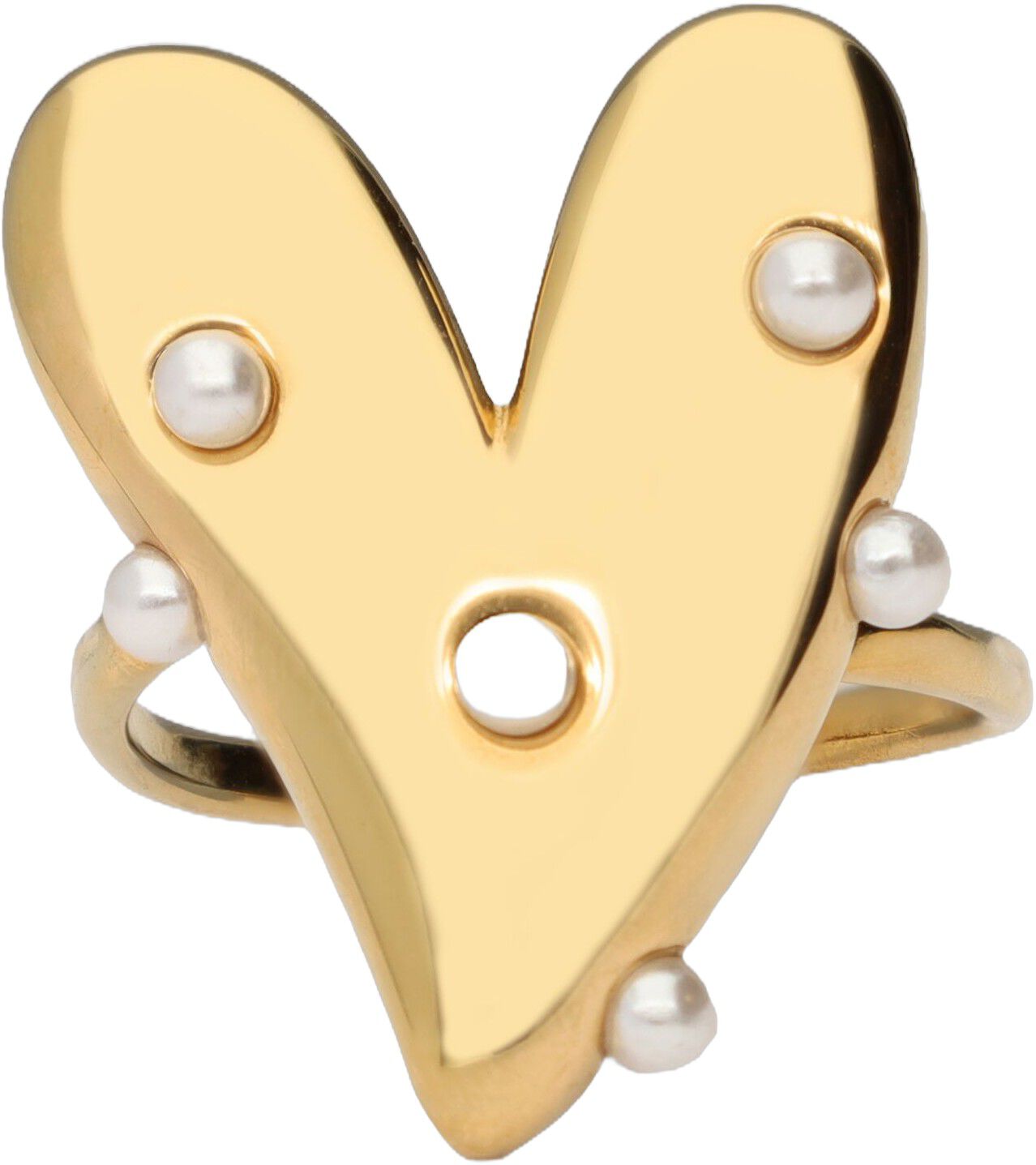 Ring big heart with pearls