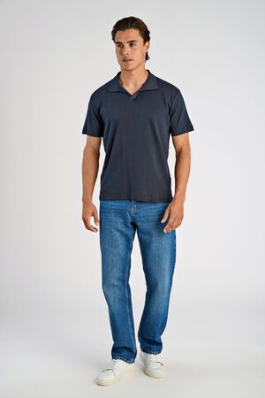 Jacquard v-neck polo S/S