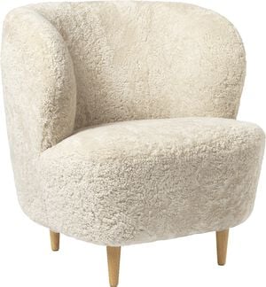 Stay Lounge Chair - Fully Upholstered, Small, Wooden legs (Base: Oak S