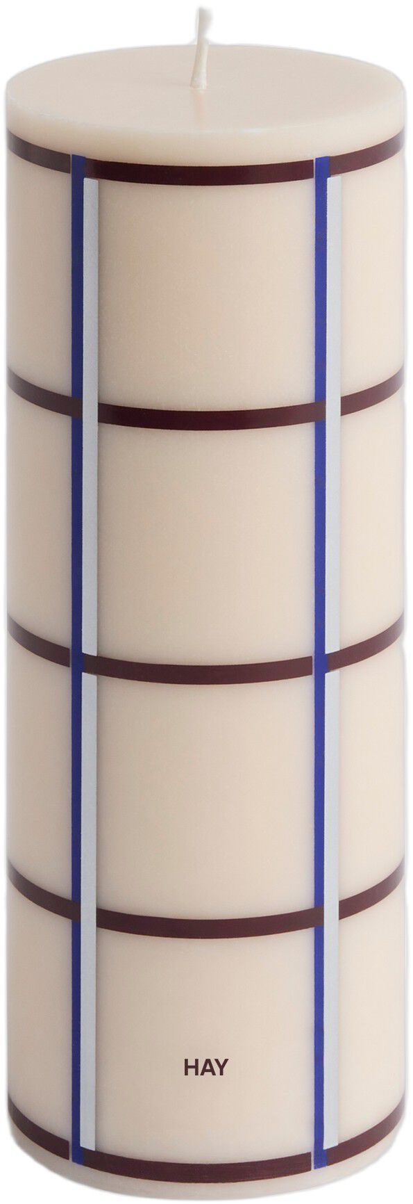 Column Candle-Medium-Off-white, bordeaux, blue and silver