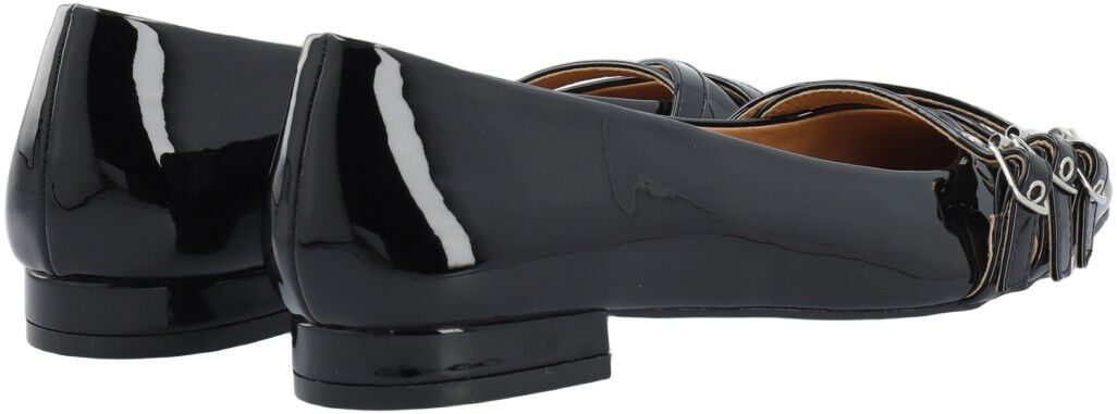 BIABARI Pointy Flat Buckle Faux Leather