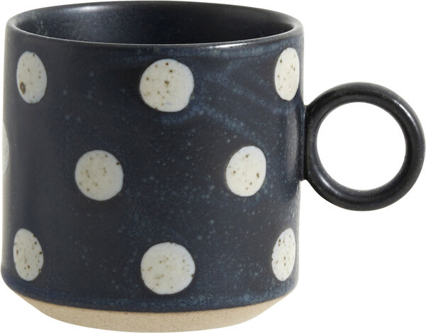 GRAINY cup w. handle, dark blue/ sand