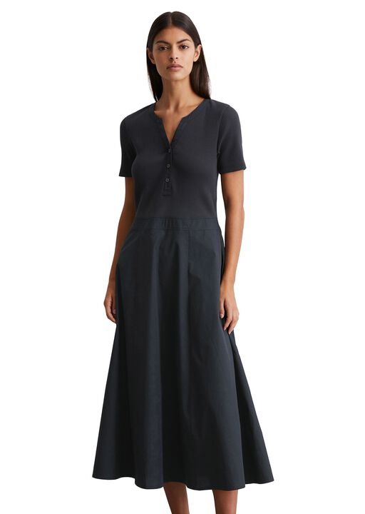 Jersey dress, polo collar, poplin p