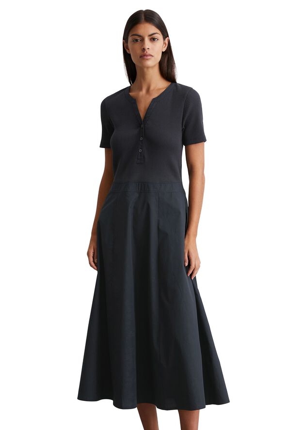 Jersey dress, polo collar, poplin p
