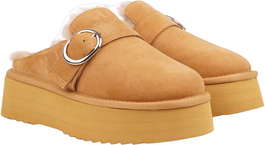 VISO - CALF SUEDE MULES WITH SHEARLING