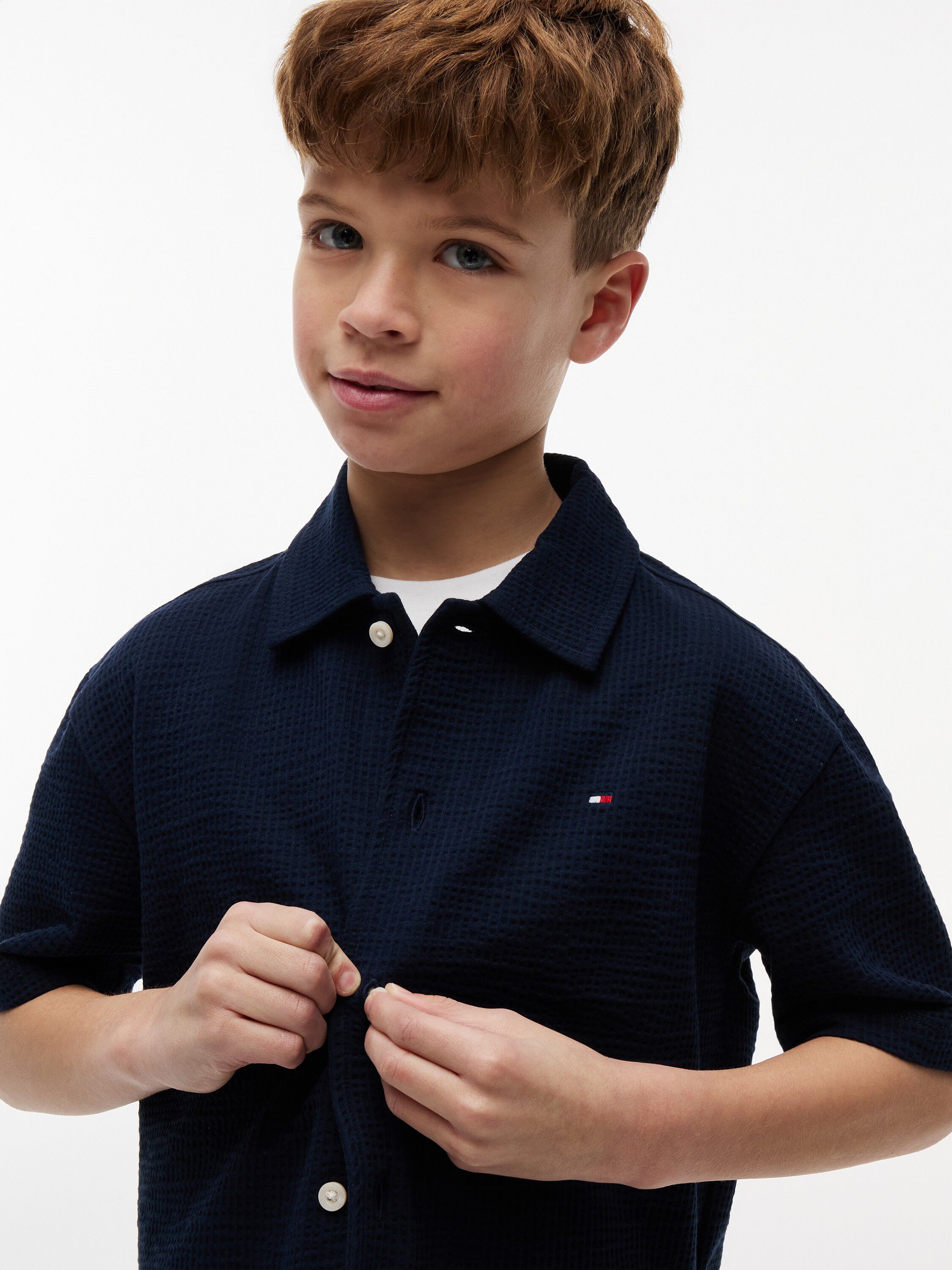 Relaxed Fit Seersucker Short Sleeve Shirt