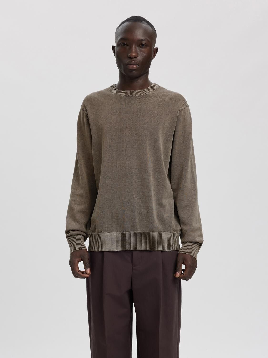 ANRRAGI WASHED LS KNIT CREW NECK