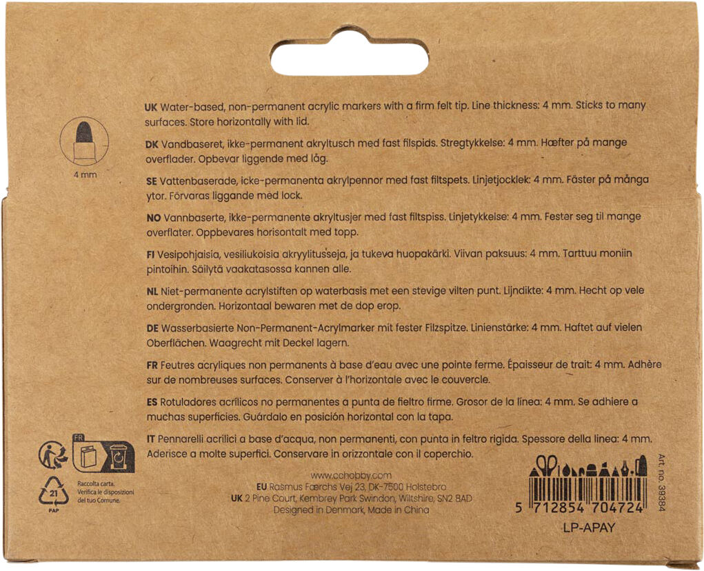 Kreativ Multi Tusch, streg 4 mm.