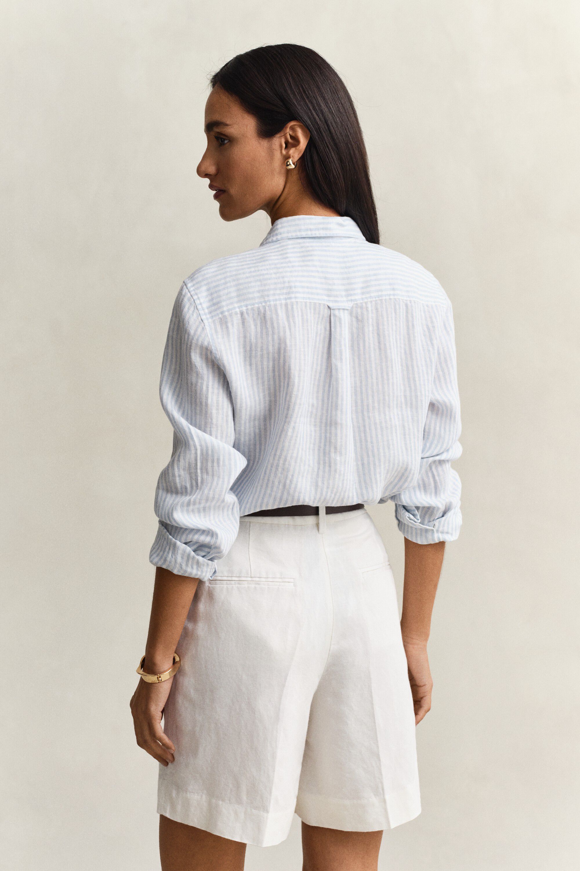 REG STRIPED LINEN LS SHIRT