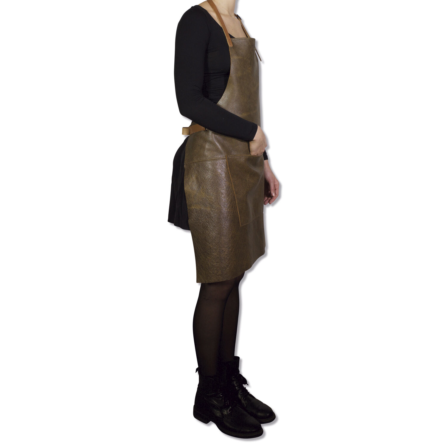 L&aelig;derforkl&aelig;de BBQ Style Apron Vintage Brown