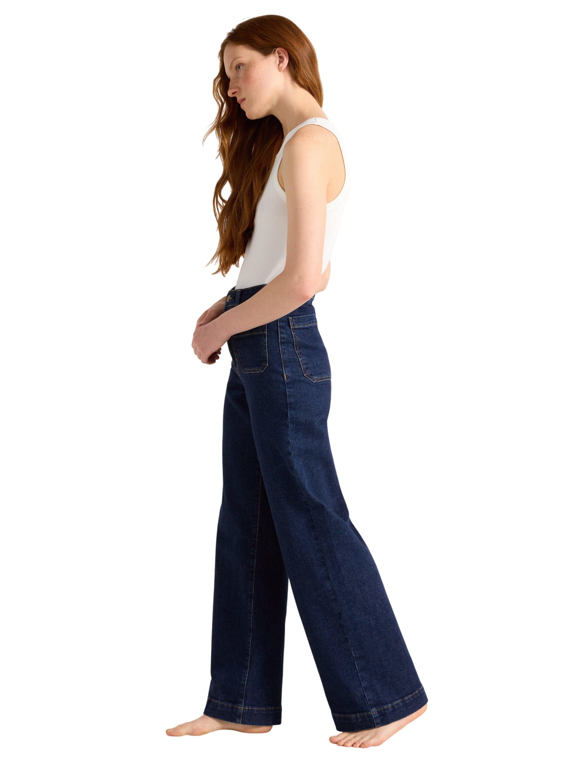 Jeans med h&ouml;g midja i bomullsdenim