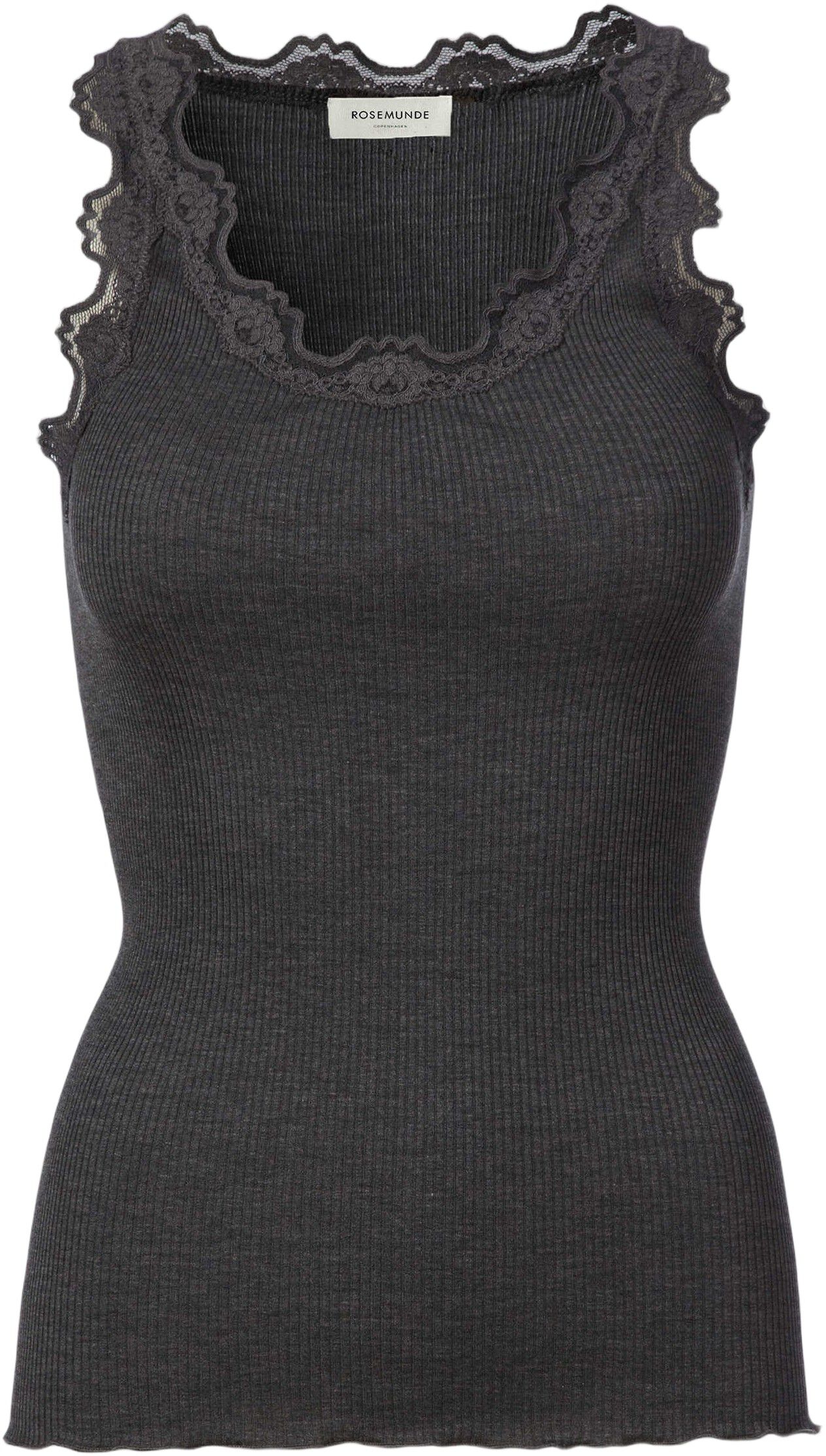 Silk top regular w/vintage lace