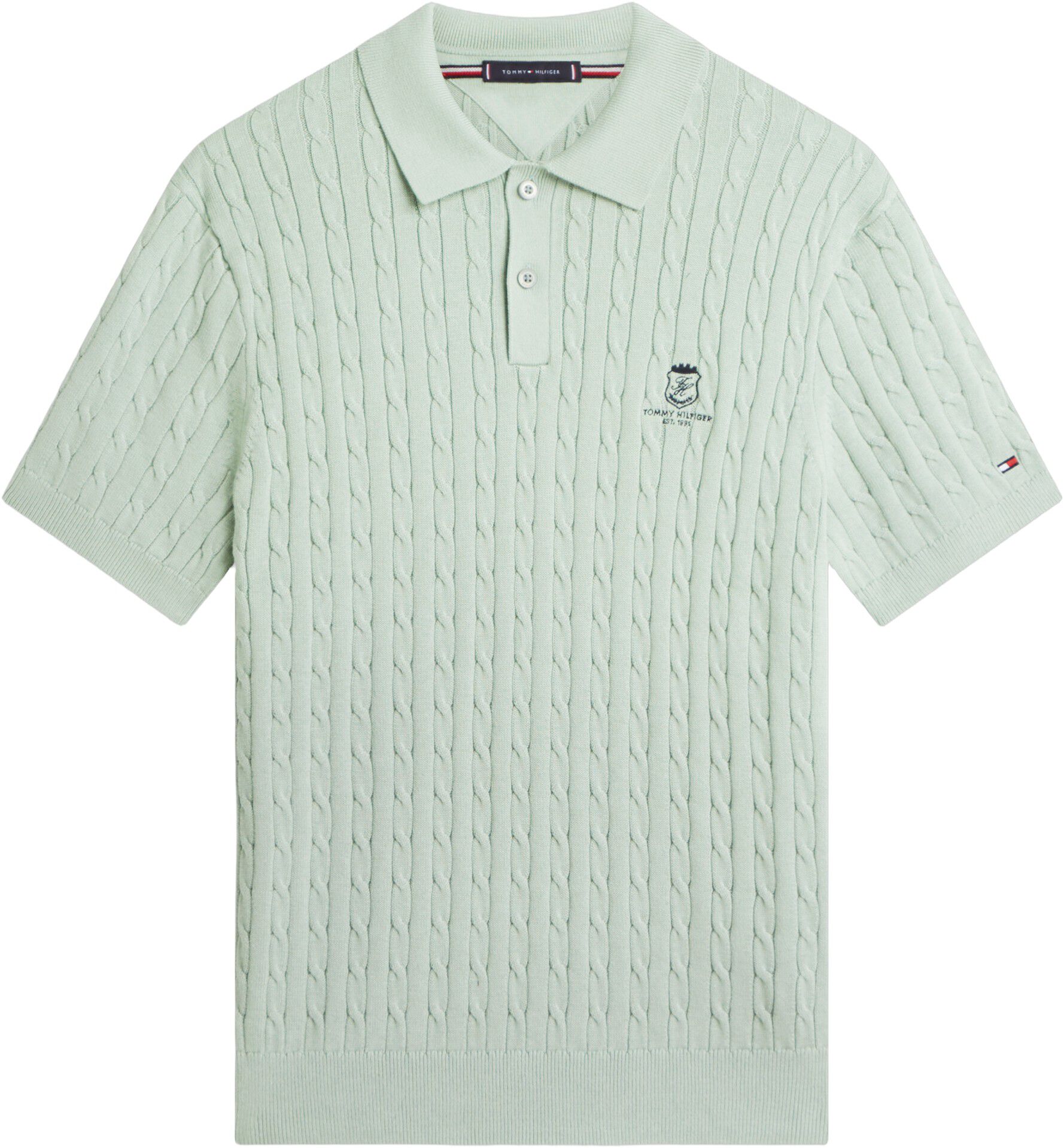 Regular Fit Embroidery Cable Knit Polo Shirt