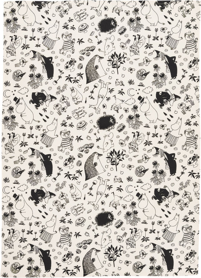 Moomin Arabia Viskestykke 50x70 Sort/Hvid