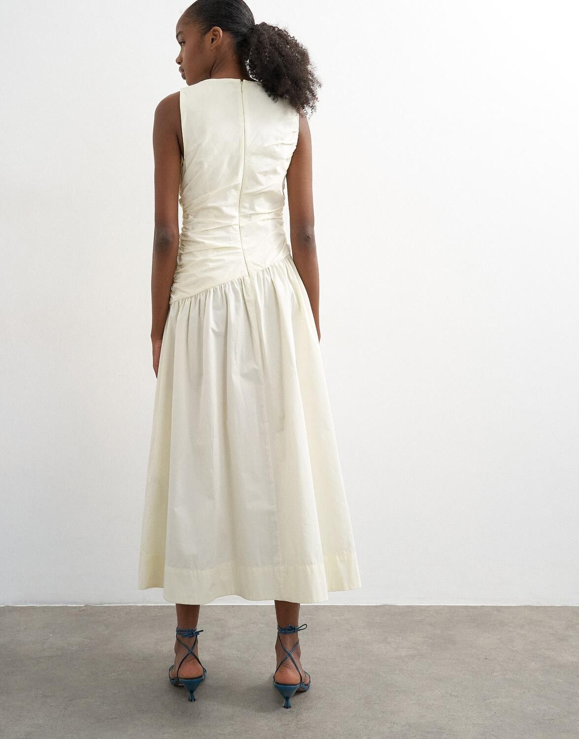 Tscaros Poplin Ruched Maxi Dress Wvn