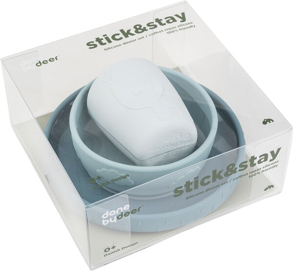 Stick&Stay spisesæt Deer friends Blå