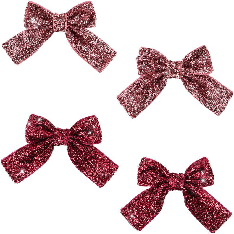 4 PACK GLITTER BOW HAIR CLIPS