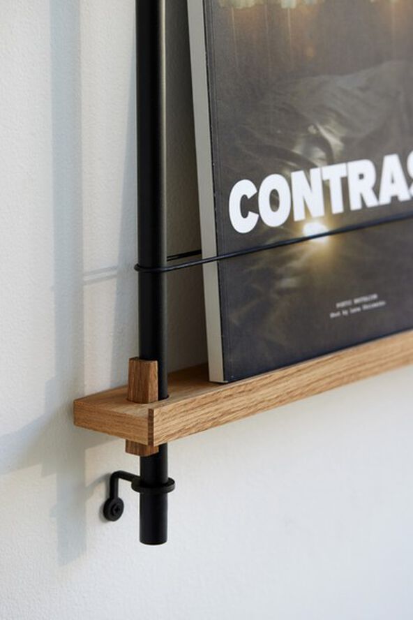 Box set, Magazine Shelving MS.65. 1, Oak shelves, Black legs