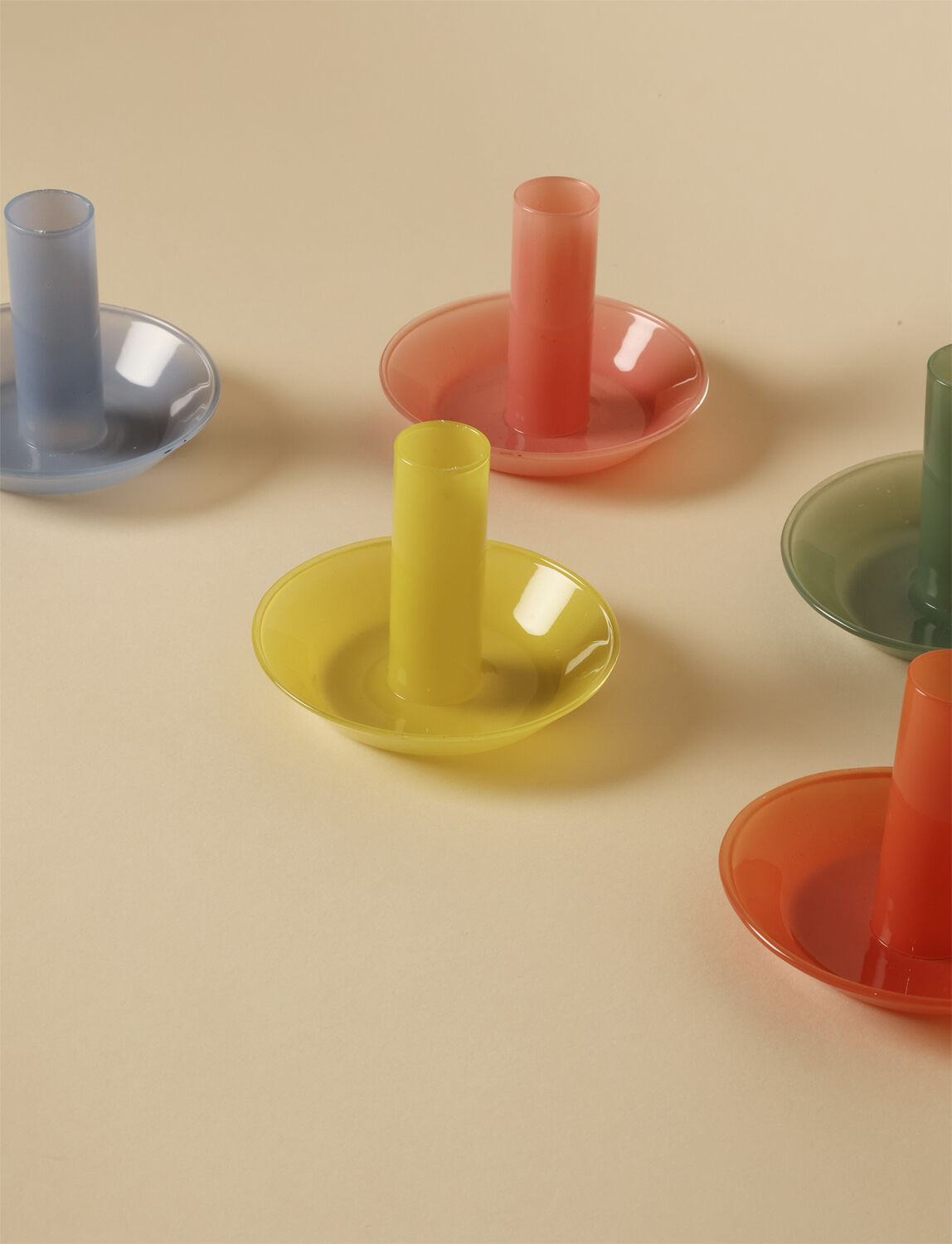 Glas lysestage, rosa, 10x&oslash;8 cm